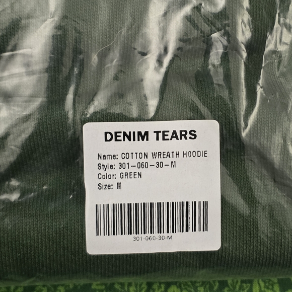 Green Denim Tear with White Floral Pattern Unisex - Picture 9 of 15